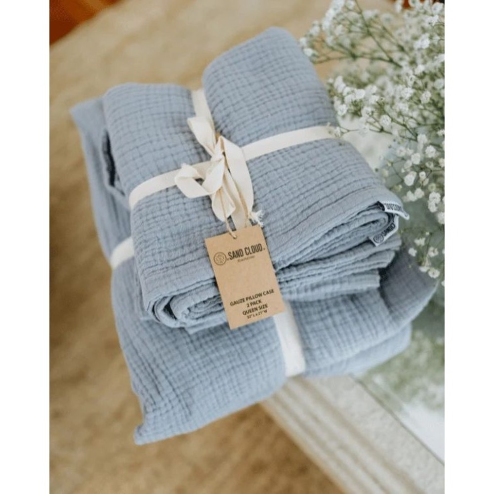 Sand Cloud Gauze Pillow Case 2 Pack Grey Queen New With Tags